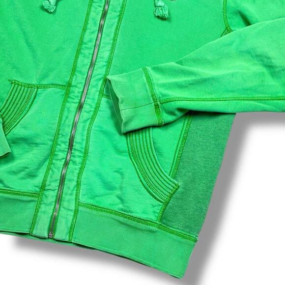 NAPAPIJRI Y2K Hoodie Men Size L Green Flag Patch Full Zip Fleece Norway 2000s - Picture 5 of 12